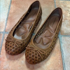 Lucky Brand Woven Bow Ballet Flats in Brown Leather size 8